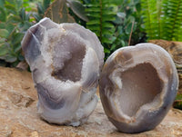 Polished Crystalline Centre Agate Geodes x 6 From Maintirano, Madagascar