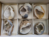 Polished Crystalline Centre Agate Geodes x 6 From Maintirano, Madagascar
