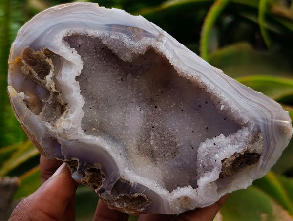 Polished Crystalline Centre Agate Geodes x 6 From Maintirano, Madagascar