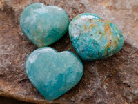 Polished A Grade Amazonite Hearts x 20 From Madagascar