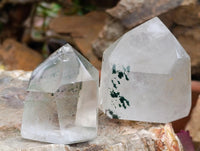 Polished Chlorite Moss Quartz Crystals x 14 From Mandoto, Madagascar