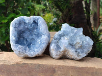 Natural Blue Celestite Geode Specimens x 3 From Sakoany, Madagascar