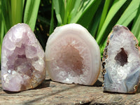 Polished Agate with Amethyst Crystal Geodes x 12 From Maintirano, Madagascar