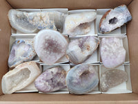 Polished Agate with Amethyst Crystal Geodes x 12 From Maintirano, Madagascar