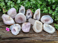 Polished Agate with Amethyst Crystal Geodes x 12 From Maintirano, Madagascar