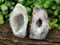 Polished Agate with Amethyst Crystal Geodes x 12 From Maintirano, Madagascar