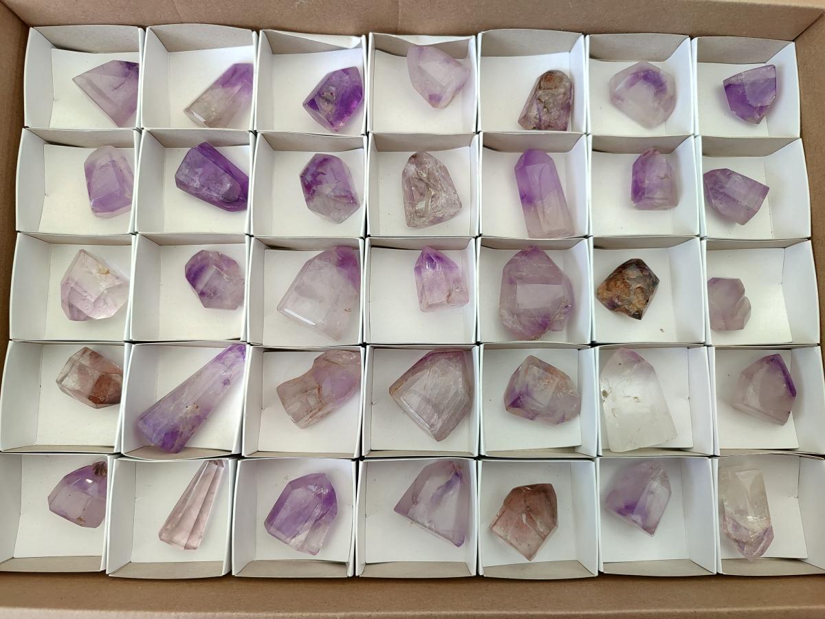 Polished Smokey Amethyst Window Crystals x 35 From Akansobe, Madagascar