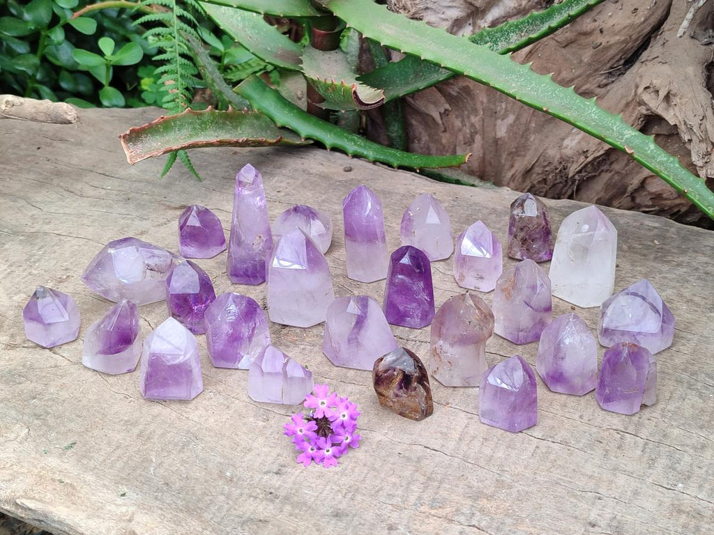 Polished Smokey Amethyst Window Crystals x 35 From Akansobe, Madagascar