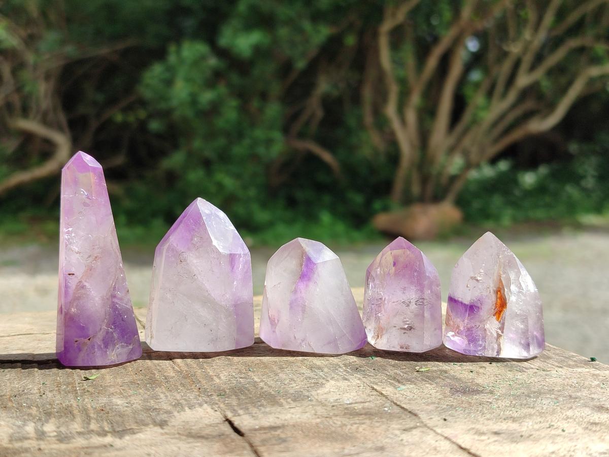 Polished Smokey Amethyst Window Crystals x 35 From Akansobe, Madagascar