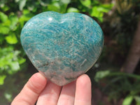 Polished Amazonite Hearts x 6 From Madagascar