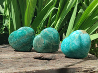Polished Amazonite Hearts x 6 From Madagascar