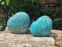 Polished Amazonite Hearts x 6 From Madagascar