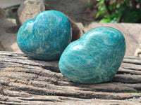 Polished Amazonite Hearts x 6 From Madagascar