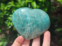 Polished Amazonite Hearts x 6 From Madagascar