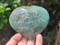 Polished Amazonite Hearts x 6 From Madagascar