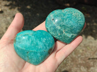 Polished Amazonite Hearts x 6 From Madagascar