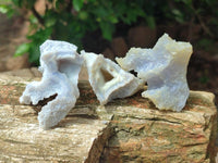 Natural Large Etched Blue Chalcedony Geodes x 12 From Nsanje, Malawi