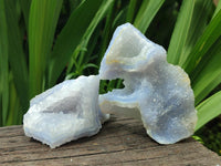 Natural Large Etched Blue Chalcedony Geodes x 12 From Nsanje, Malawi