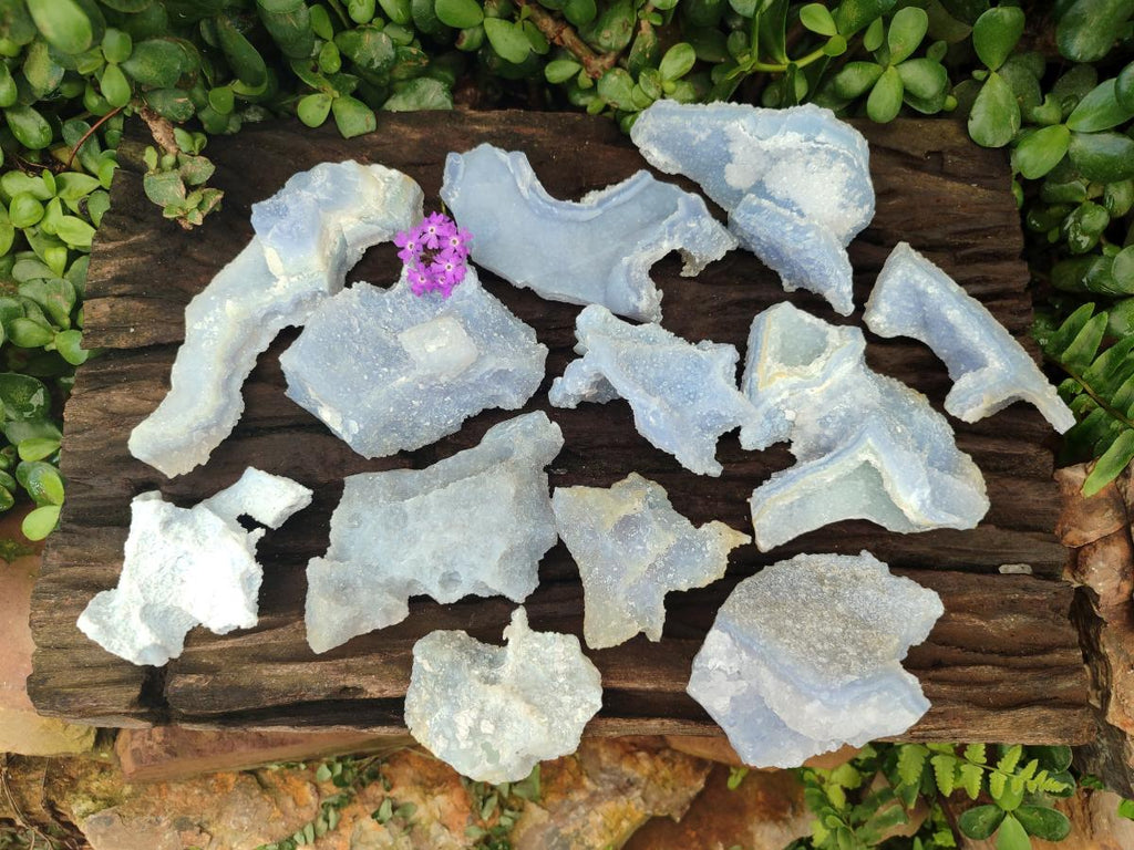 Natural Large Etched Blue Chalcedony Geodes x 12 From Nsanje, Malawi - Toprock Gemstones and Minerals 