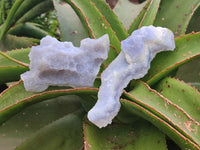 Natural Large Etched Blue Chalcedony Geodes x 12 From Nsanje, Malawi