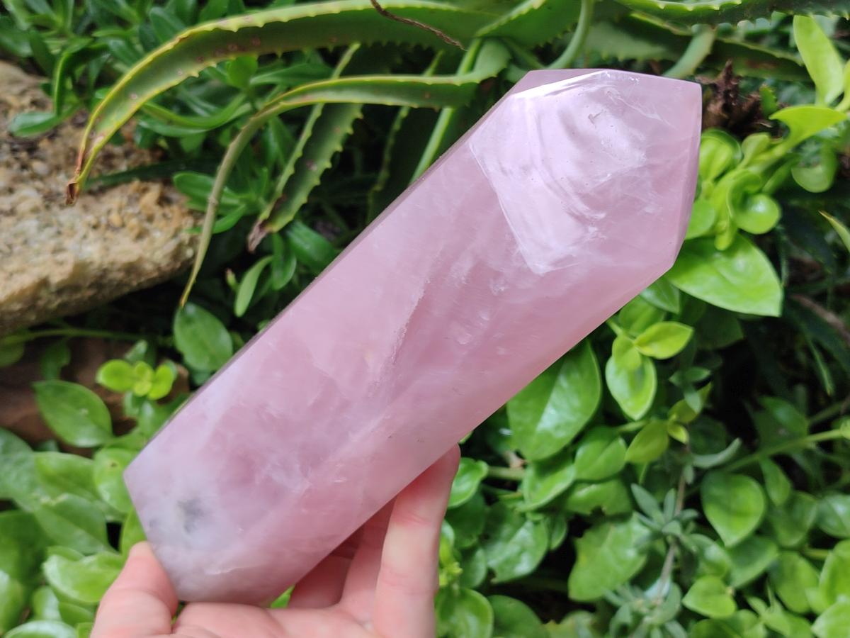 Polished Rose Quartz Display Crystal x 1 From Madagascar