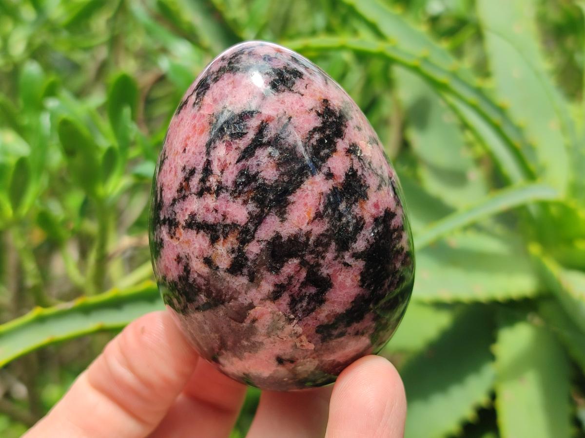Polished Mix Rhodonite Eggs and Hearts x 4 From Ambindavato, Madagascar