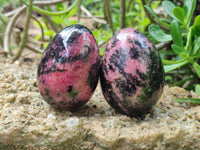 Polished Mix Rhodonite Eggs and Hearts x 4 From Ambindavato, Madagascar