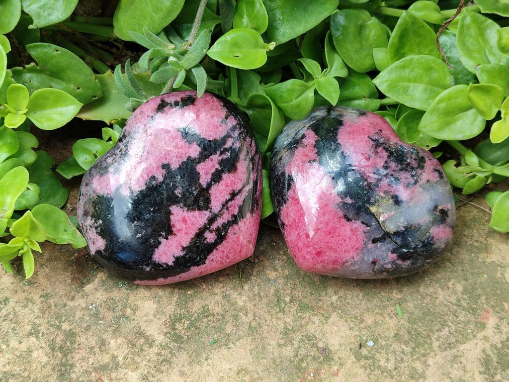 Polished Mix Rhodonite Eggs and Hearts x 4 From Ambindavato, Madagascar