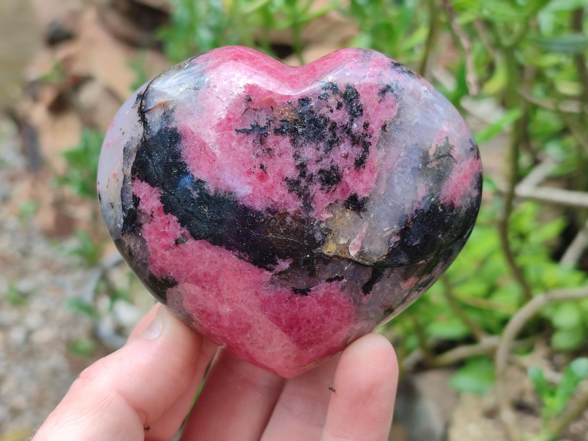 Polished Mix Rhodonite Eggs and Hearts x 4 From Ambindavato, Madagascar