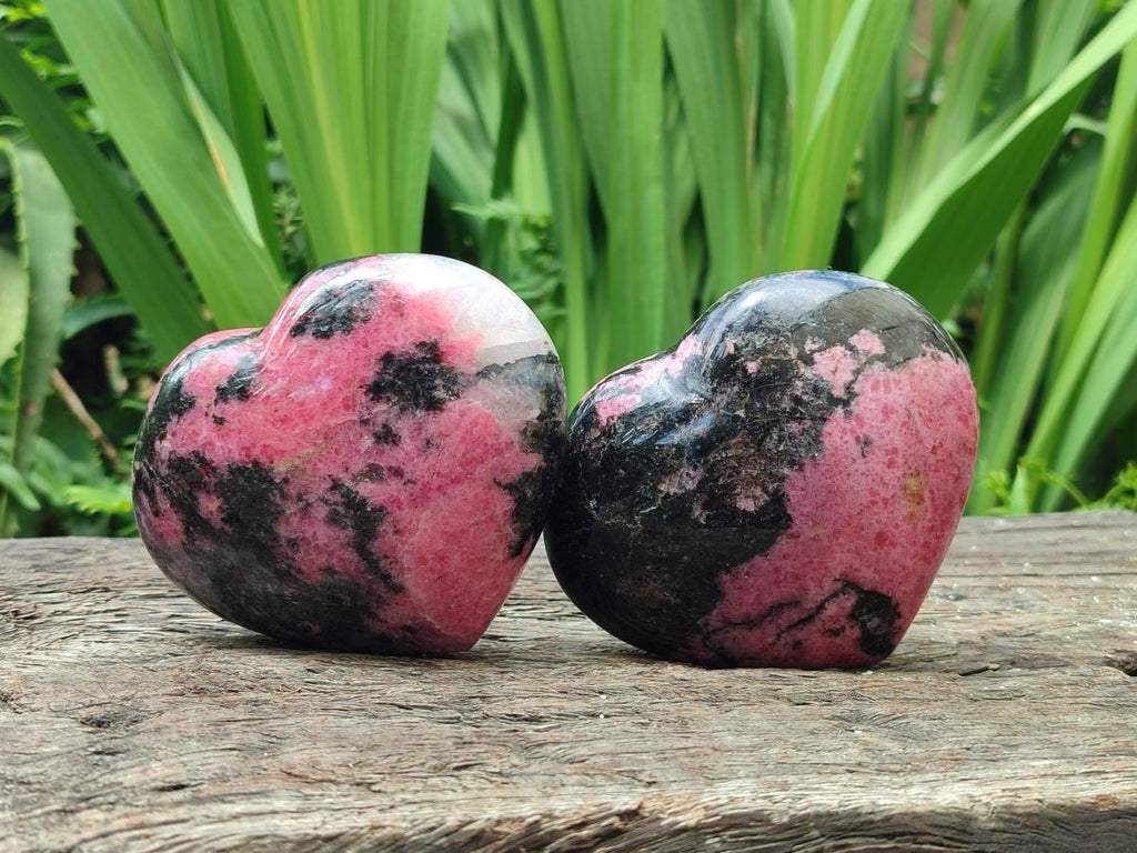 Polished Mix Rhodonite Eggs and Hearts x 4 From Ambindavato, Madagascar