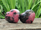 Polished Mix Rhodonite Eggs and Hearts x 4 From Ambindavato, Madagascar