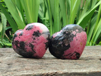 Polished Mix Rhodonite Eggs and Hearts x 4 From Ambindavato, Madagascar