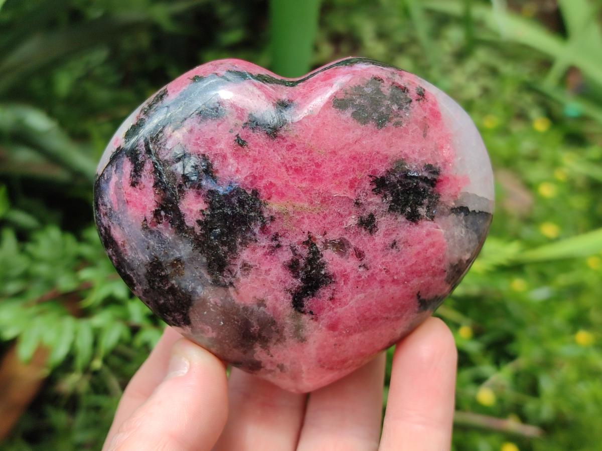 Polished Mix Rhodonite Eggs and Hearts x 4 From Ambindavato, Madagascar