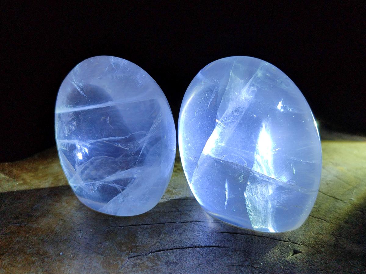 Polished Pearl Girasol Quartz Standing Free Forms x 12 From Ambatondrazaka, Madagascar