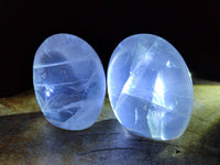 Polished Pearl Girasol Quartz Standing Free Forms x 12 From Ambatondrazaka, Madagascar