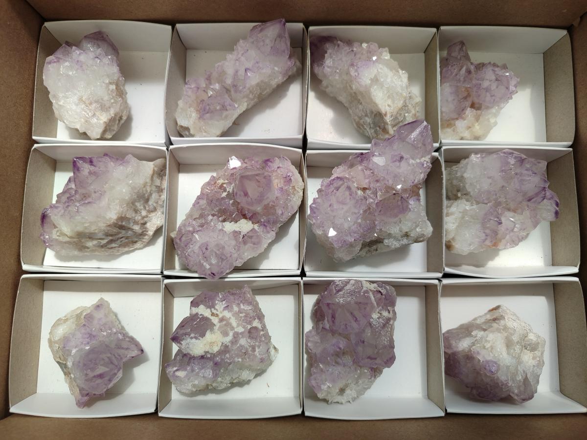 Natural Sunburst Amethyst Spirit Clusters x 12 From Boekenhouthoek, South Africa