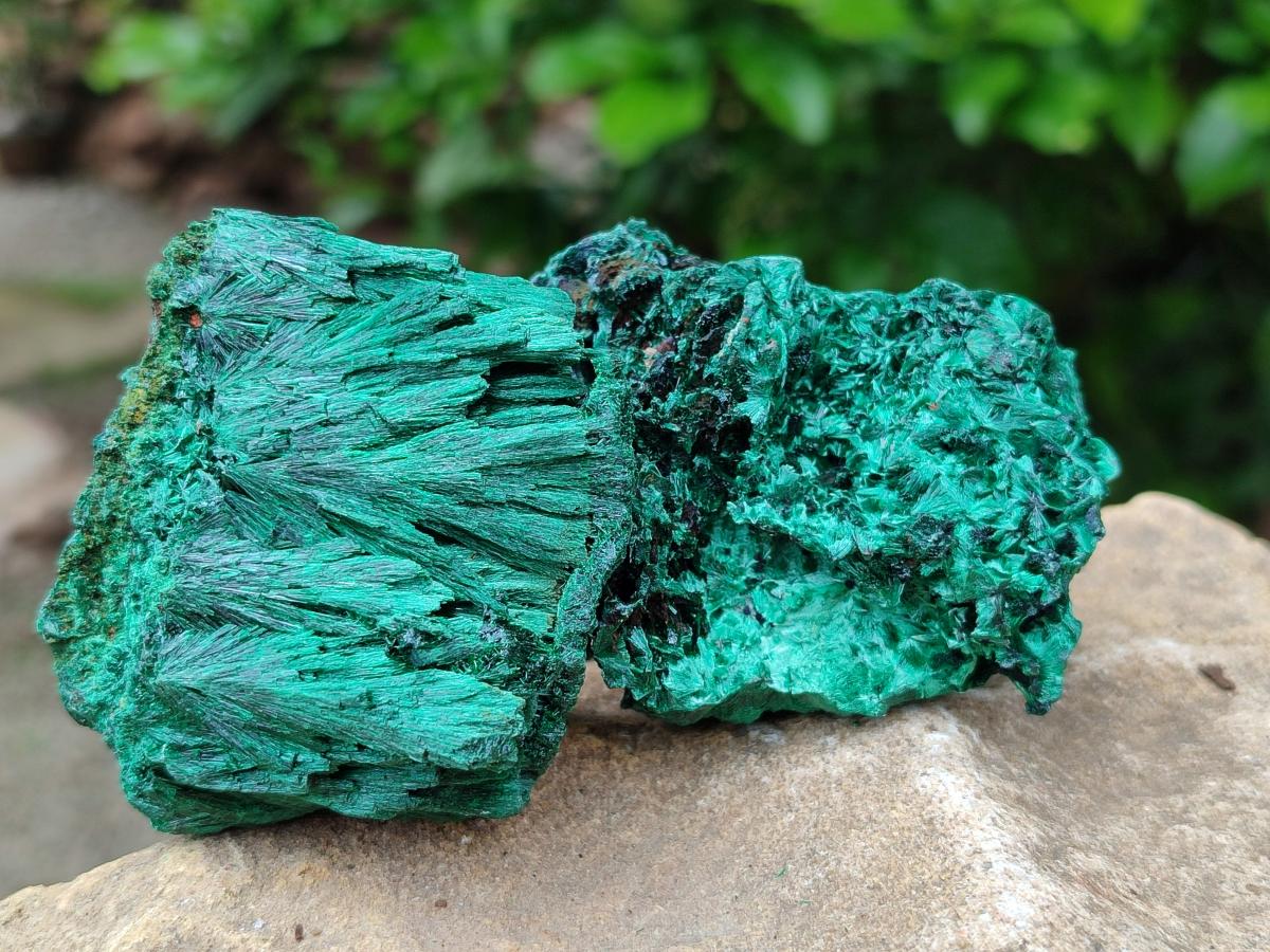 Natural Silky Malachite Specimens x 6 From Kasompe, Congo