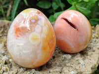 Polished Carnelian Agate Gemstone Eggs x 5 From Madagascar