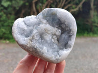 Polished Blue Celestite Geode Hearts x 3 From Sakoany, Madagascar