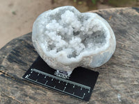 Polished Blue Celestite Geode Hearts x 3 From Sakoany, Madagascar