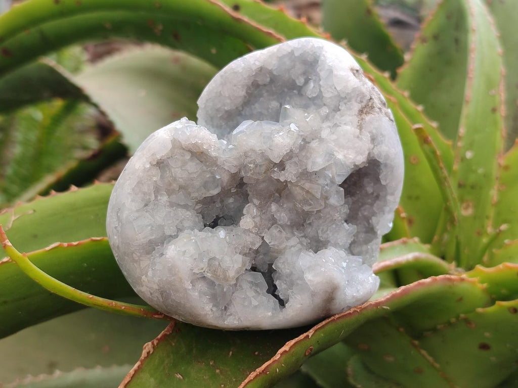 Polished Blue Celestite Geode Hearts x 3 From Sakoany, Madagascar