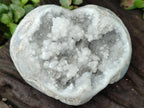 Polished Blue Celestite Geode Hearts x 3 From Sakoany, Madagascar