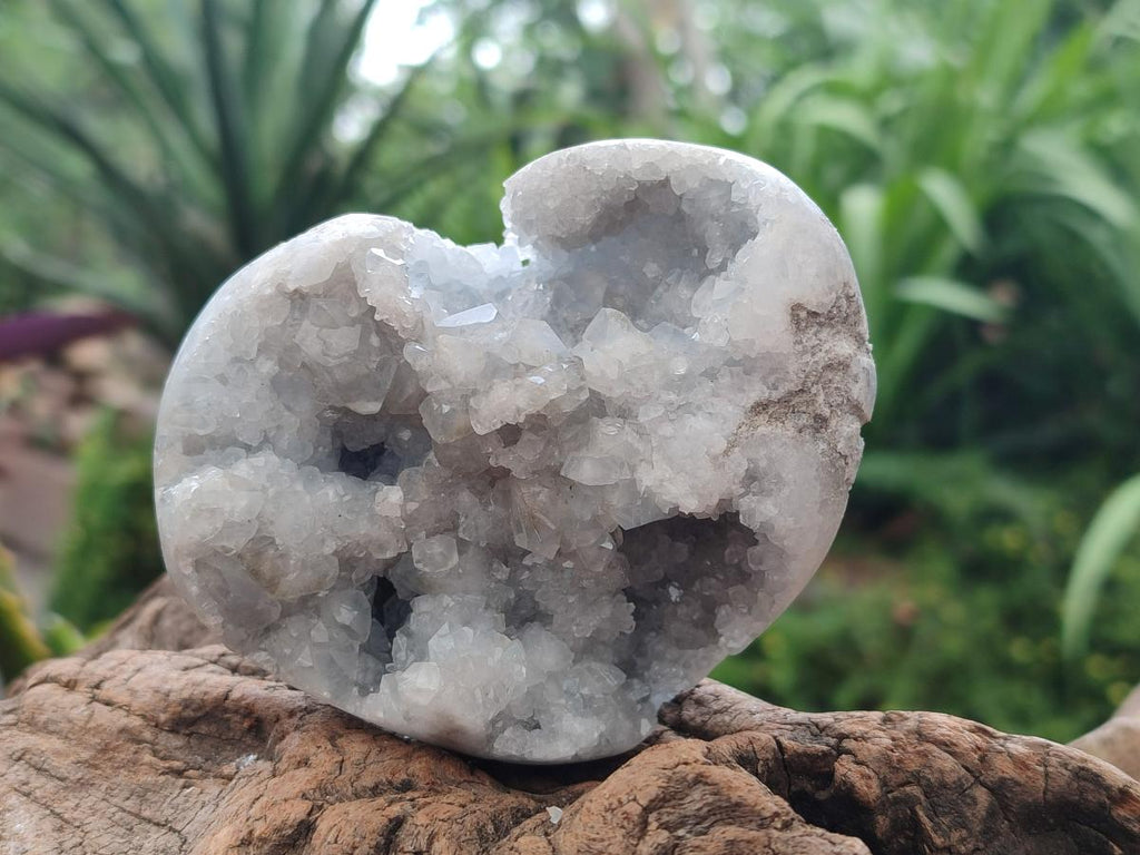 Polished Blue Celestite Geode Hearts x 3 From Sakoany, Madagascar