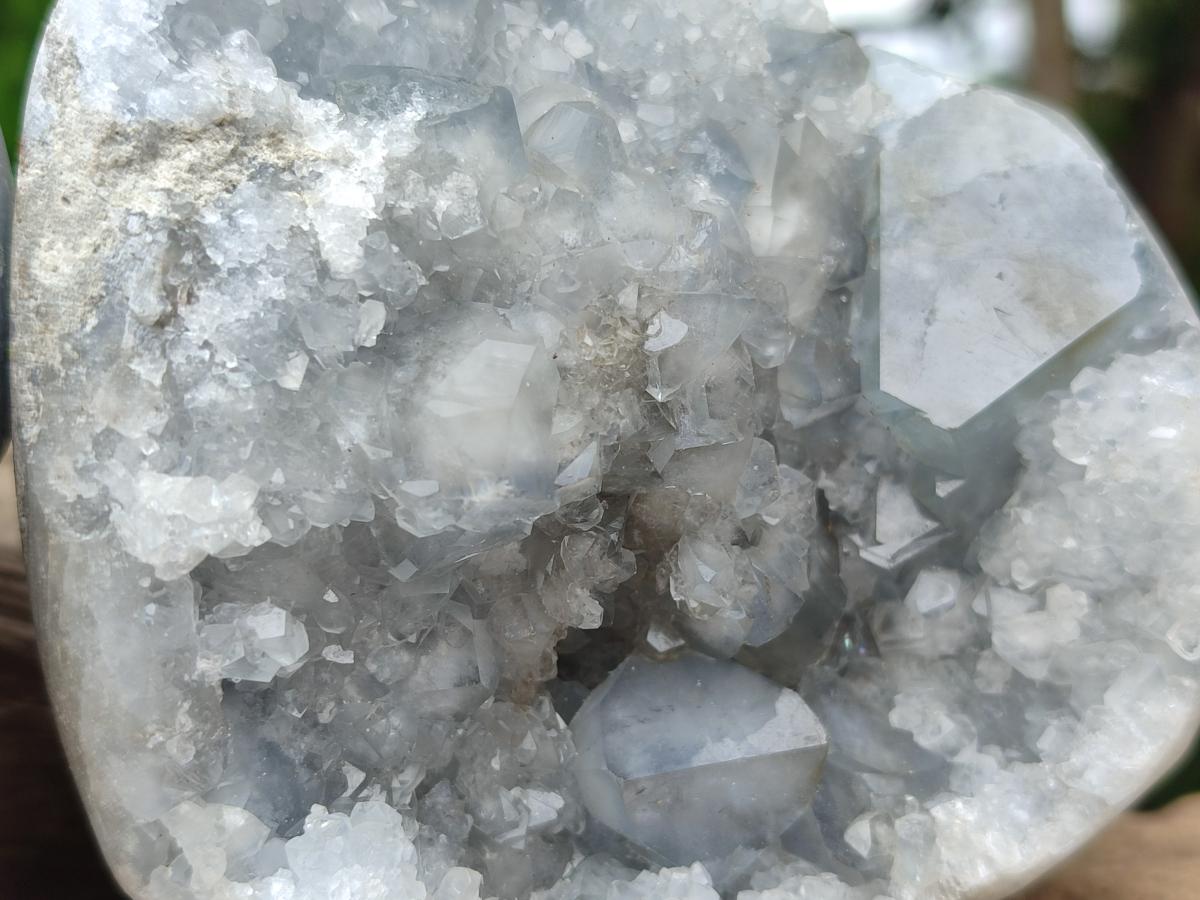 Polished Blue Celestite Geode Hearts x 3 From Sakoany, Madagascar