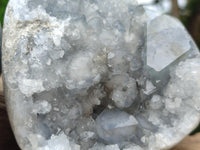 Polished Blue Celestite Geode Hearts x 3 From Sakoany, Madagascar