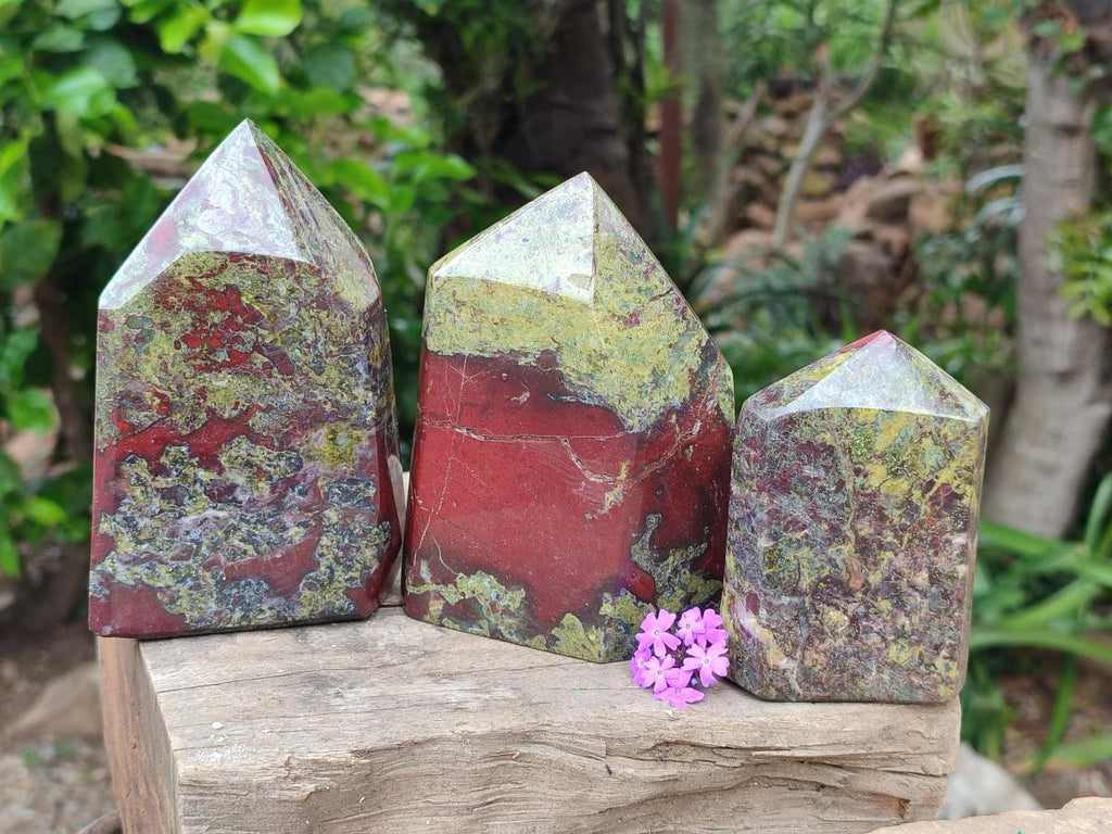 Polished Bastite Dragonsblood Stone Display Crystal x 3 From Tshipise, South Africa