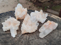 Natural Clear Cascading Quartz Crystal Clusters x 5 From Madagascar