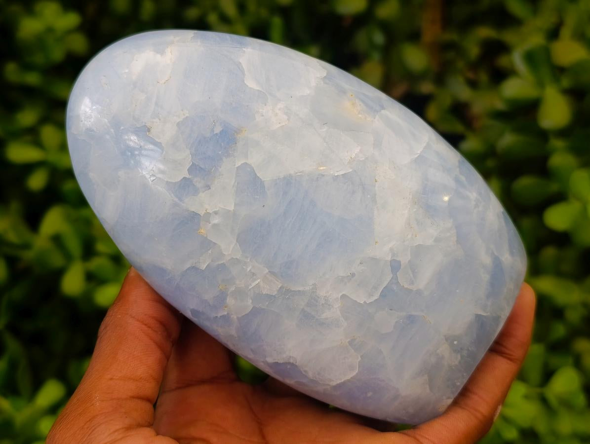 Polished Blue Calcite Standing Free Forms x 2 From Madagascar