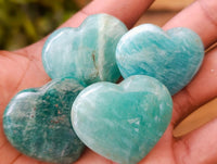 Polished Amazonite Hearts x 35 From Madagascar