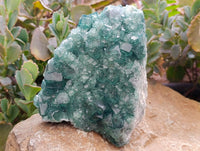 Natural Green Fluorite Cluster Specimens x 2 From Mandrosonoro, Madagascar